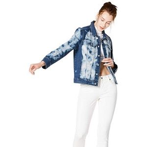 Denim Jacket Casual Tie Dye Blue Jean MEDIUM